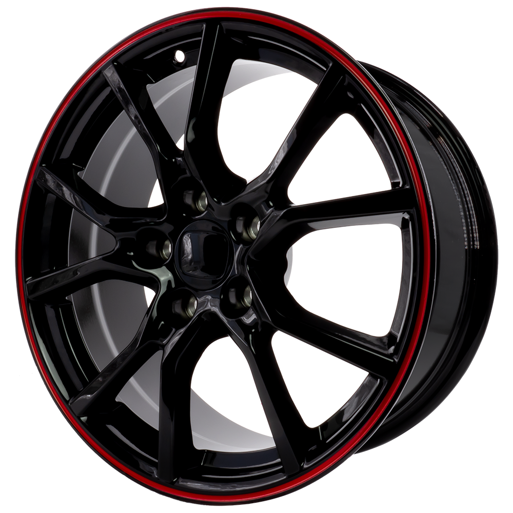 Relic 17x7.5 5x114.3 Black/Red Lip Wheel