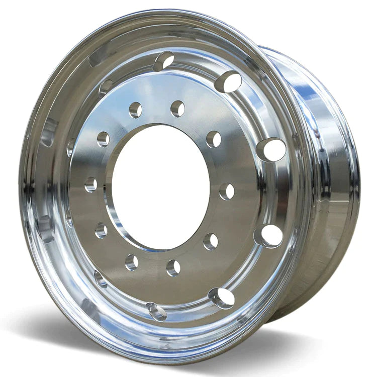 Truck Wheel Flat Face 22.5 x 9 Polished Front Hub Pilot (Set of 2)