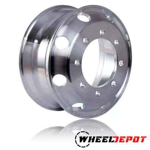 Truck Wheels 19.5 x 6.75 Forged Aluminum Rims Machined Bright