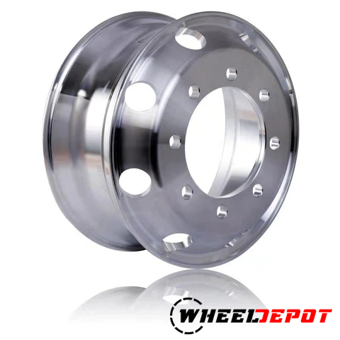 19.5 x 7.5 Forged Aluminum Truck Wheel Machined Bright