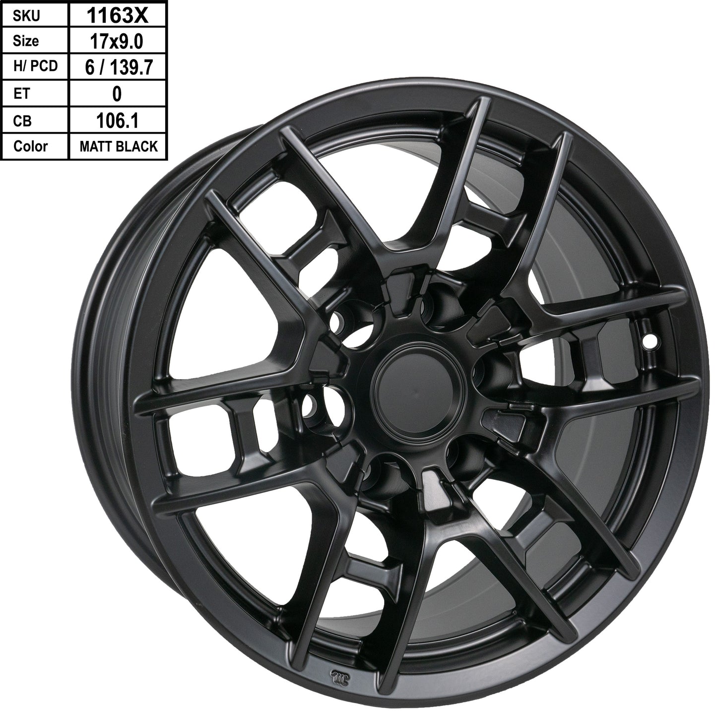 Wheels 17" x 8/9 Matte Black Rims Set of 4
