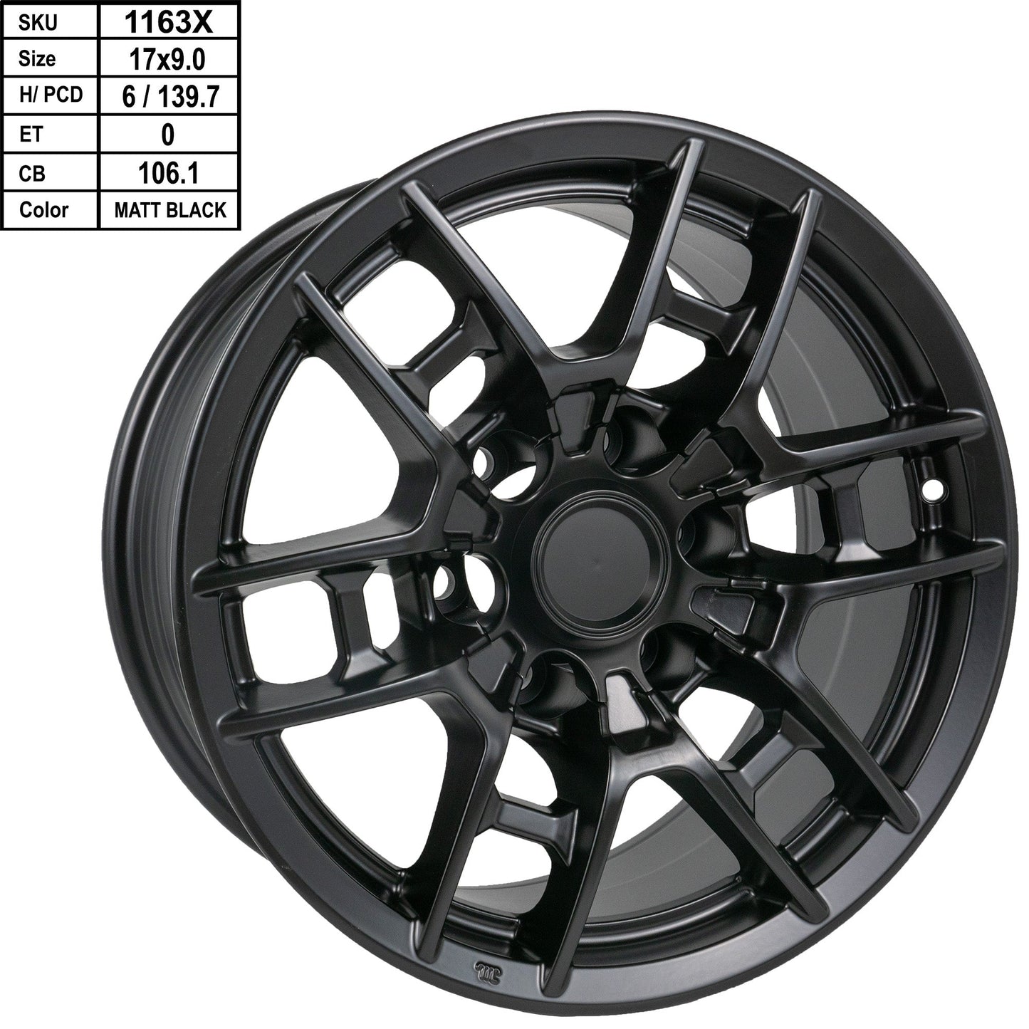 Wheels 17" x 8 Matte Black Rims 1pc