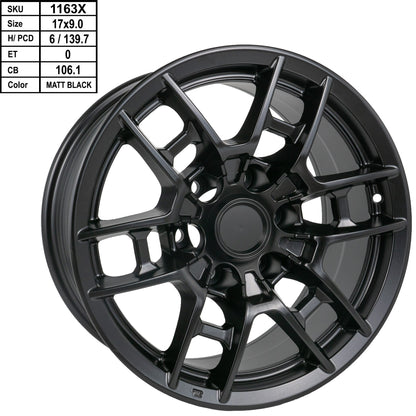 Wheels 17" x 9 Matte Black Rims 1pc