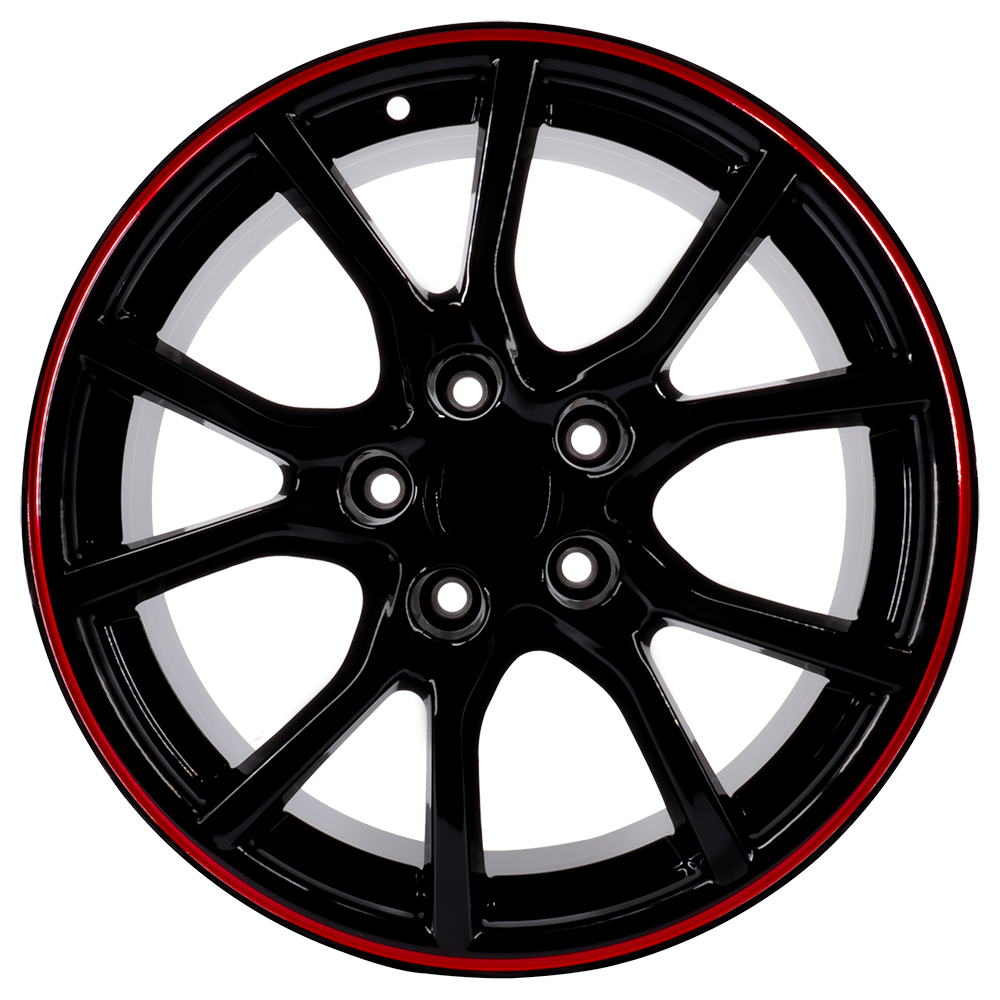 Relic 17x7.5 5x114.3 Black/Red Lip Wheel