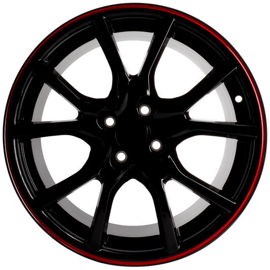 Relic 17x7.5 4x100, Black/Red Lip Wheel
