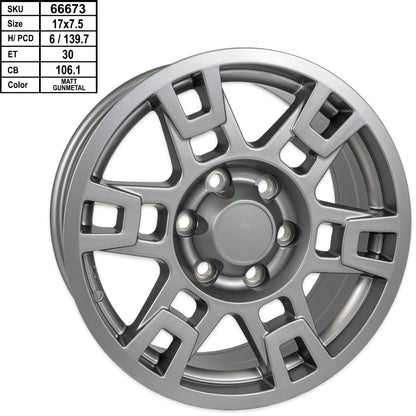 Wheels 17 x 7.5 Auto Rims PCD 6 x 139.7 ET 30 CB 106.1 Set of 4 Matte Gunmetal