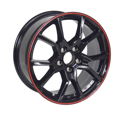 Honda Civic Type R Wheel 17x7.5 Black/Red Lip Rim 5x114.3 Set of 4