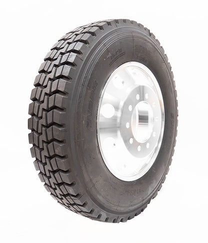11R 24.5 16 PR Open Shoulder Driver Truck Tire with 24.5 x 8.25 Wheel (Mounted)