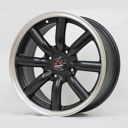 Watanabe 15x7 4x100, Matte Black Lip 8-Spoke Cast Wheels